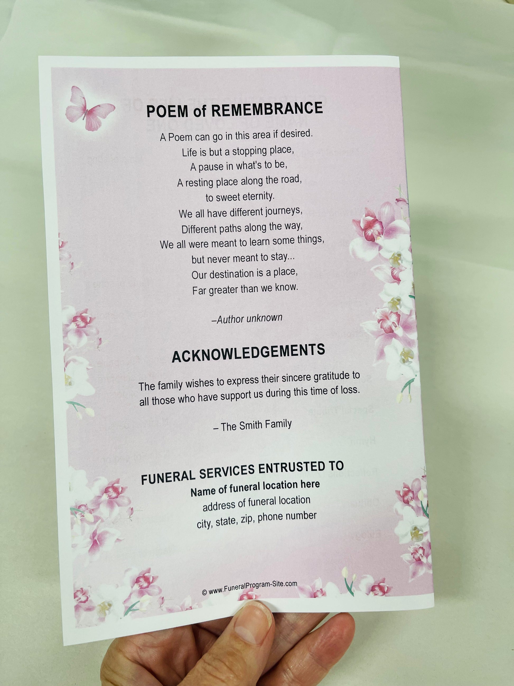 Orchid Blooms Funeral Program Template - The Funeral Program Site