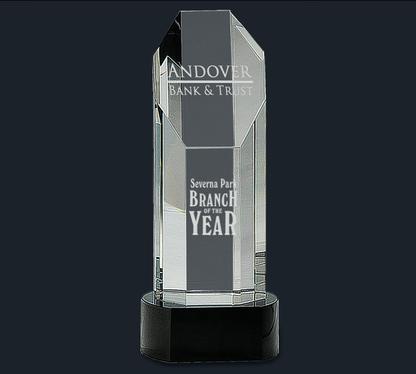 Octagon Slant-Top Crystal on Black Pedestal Base
