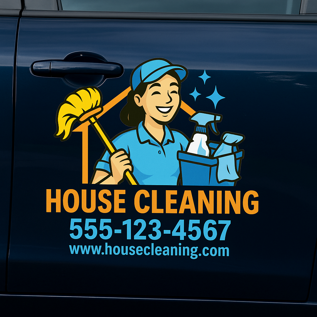 Stock House Cleaning Services Car Decal – Peel & Stick Vehicle Car Sign