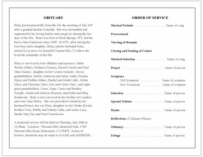 Accent Funeral Program Template - The Funeral Program Site