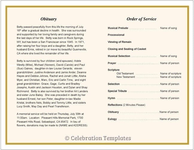 Affinity Funeral Program Template - The Funeral Program Site