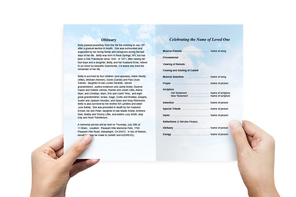 Airplane Funeral Program Template - The Funeral Program Site
