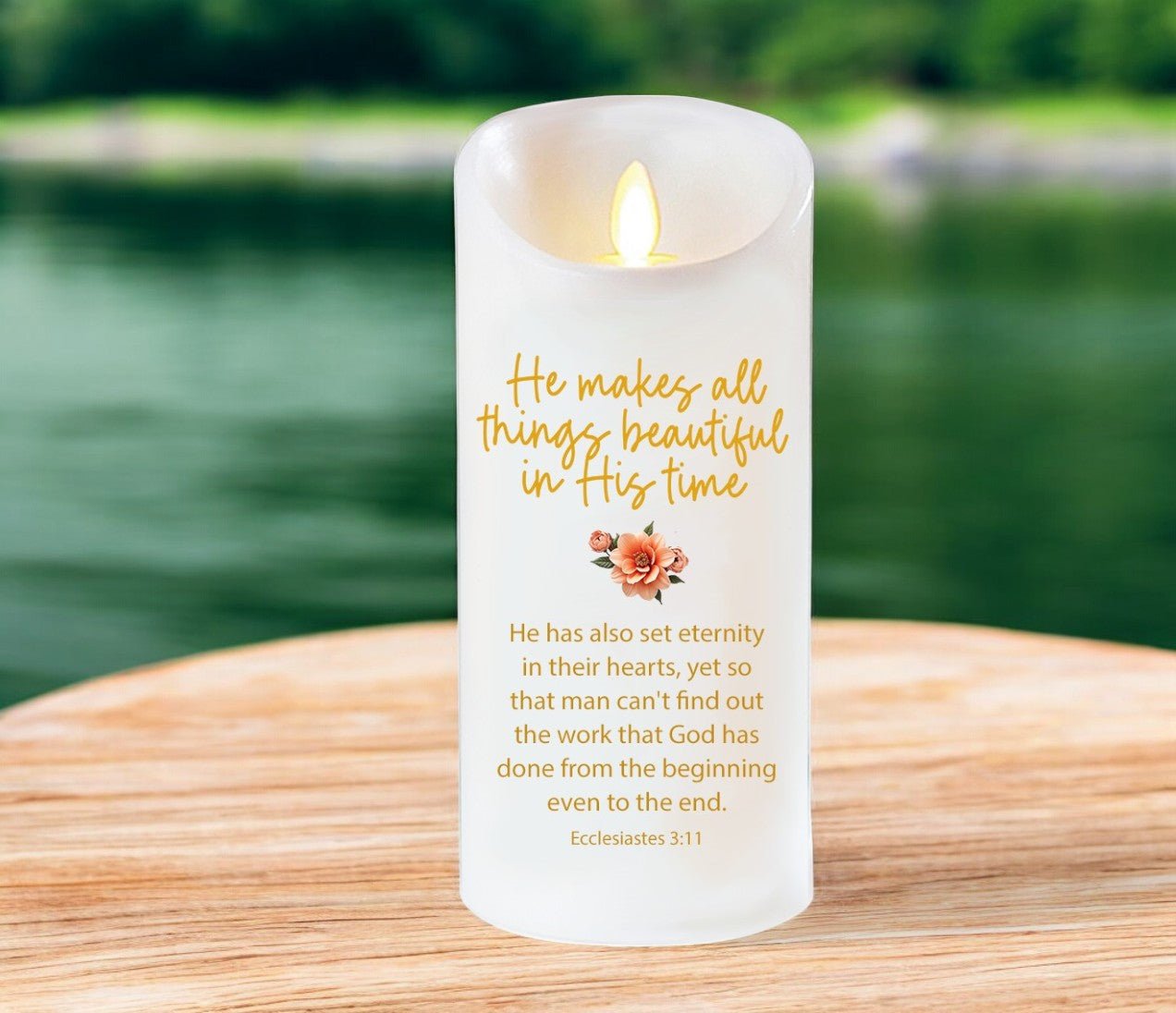 All Things Beautiful Bible Verse Dancing Wick Candle - Celebrate Prints
