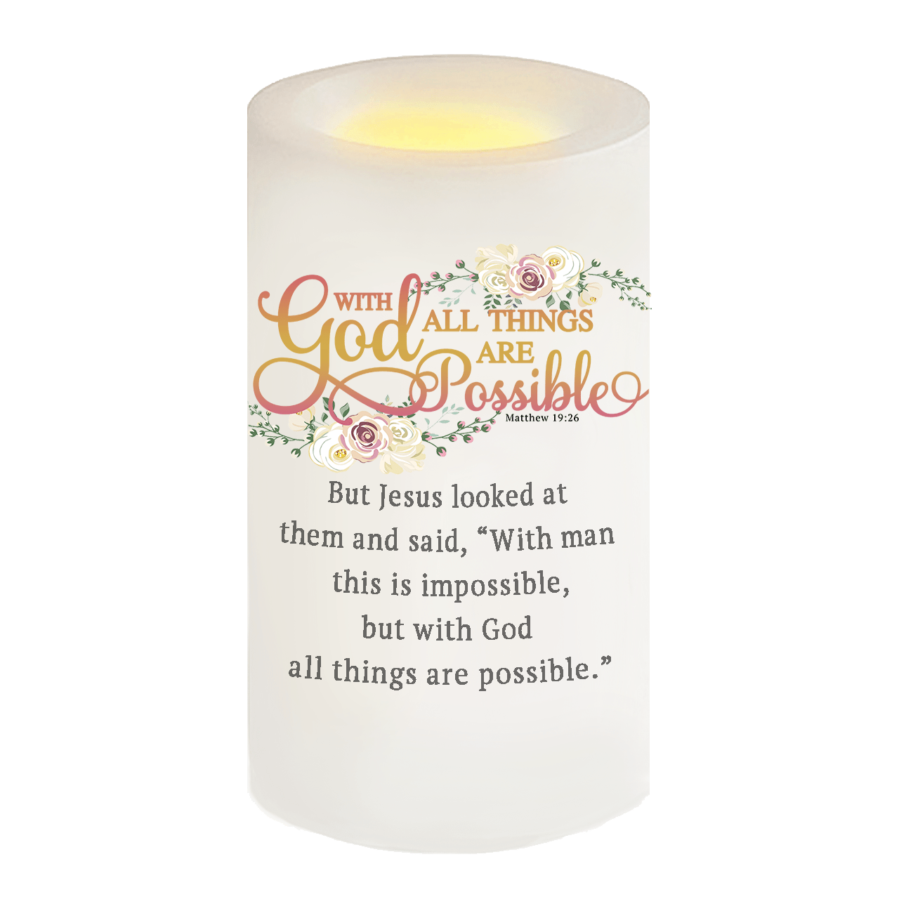 All Things Possible Bible Verse Candle - Celebrate Prints