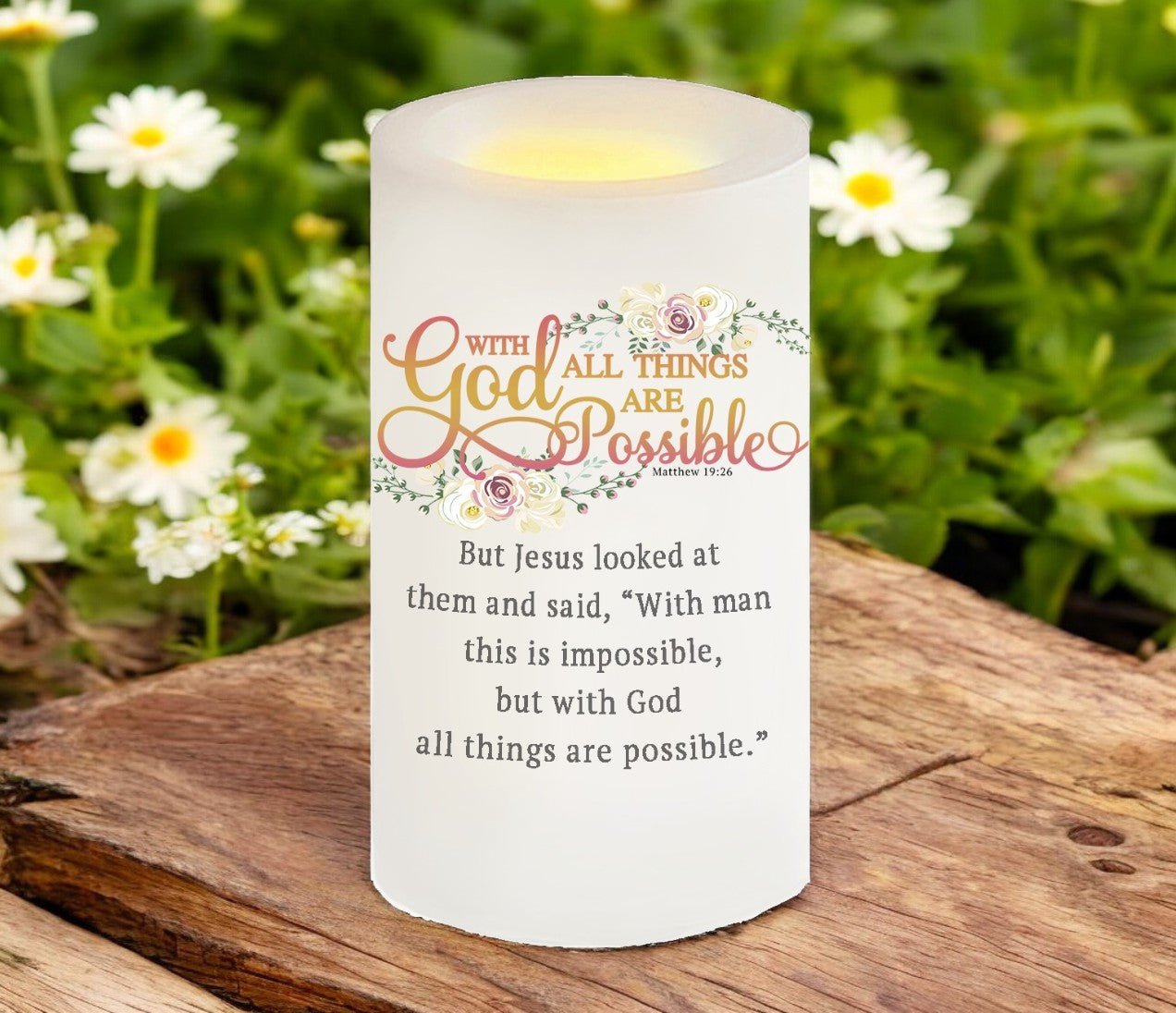 All Things Possible Bible Verse Candle - Celebrate Prints