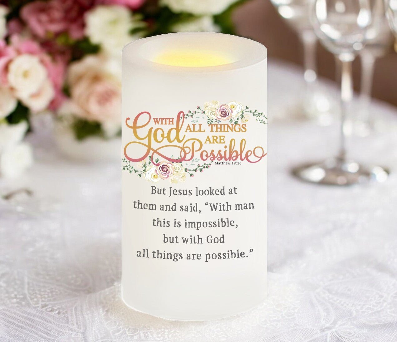 All Things Possible Bible Verse Candle - Celebrate Prints
