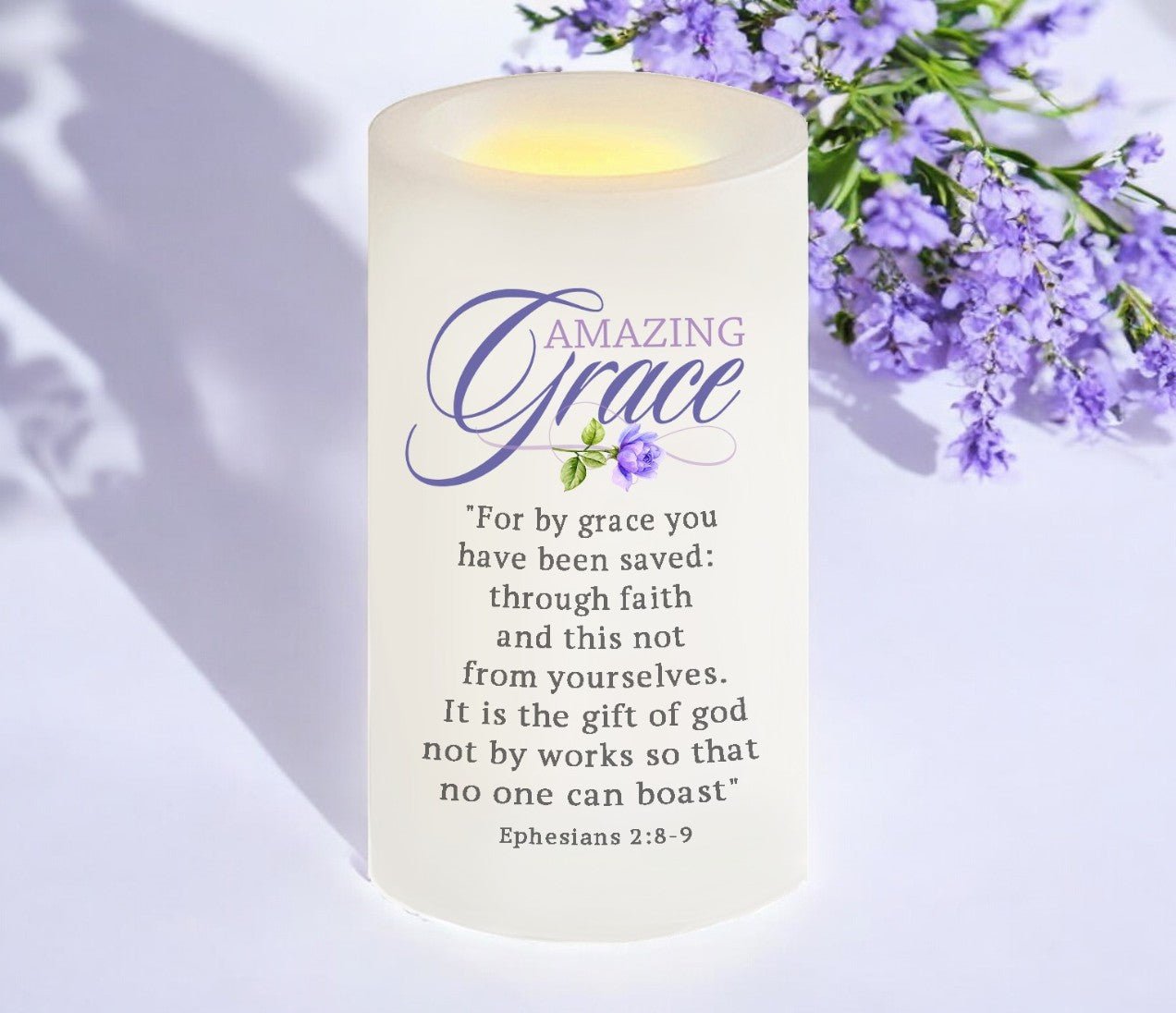 Amazing Grace Bible Verse Candle - Celebrate Prints