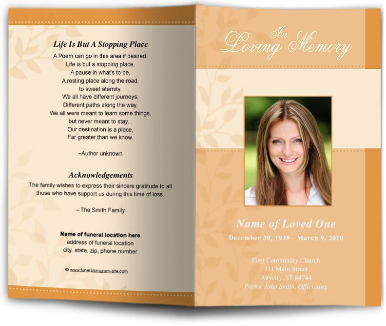 Ambience Funeral Program Template - The Funeral Program Site