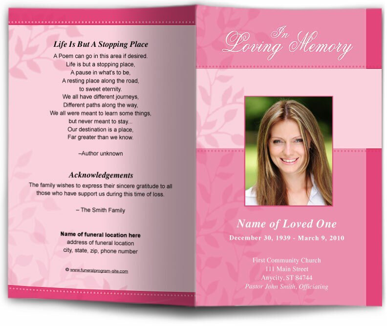 Ambience Funeral Program Template - The Funeral Program Site