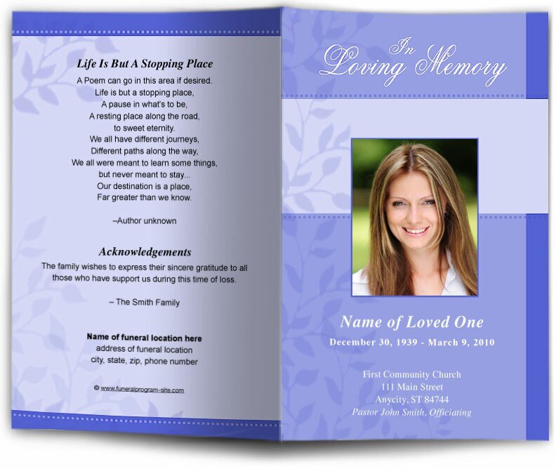 Ambience Funeral Program Template - The Funeral Program Site