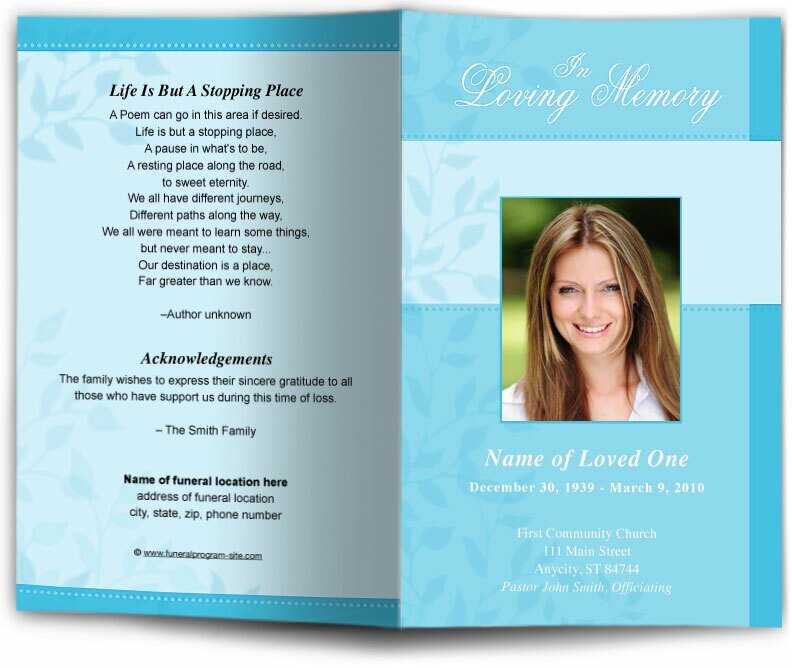 Ambience Funeral Program Template - The Funeral Program Site
