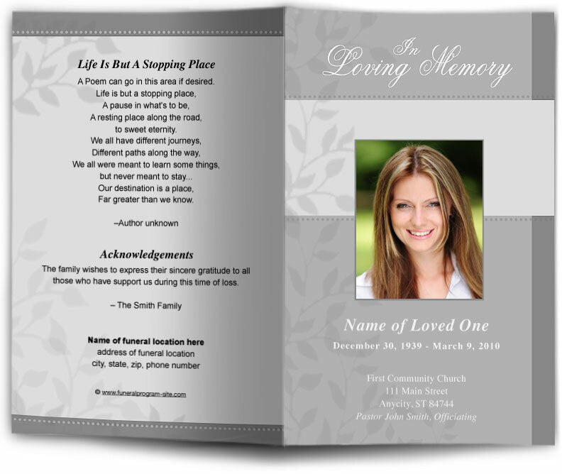 Ambience Funeral Program Template - The Funeral Program Site