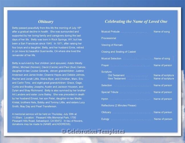 Angel Funeral Program Template - The Funeral Program Site