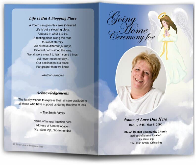 Angel Funeral Program Template - The Funeral Program Site