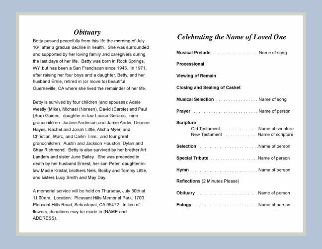Angler Funeral Program Template - The Funeral Program Site