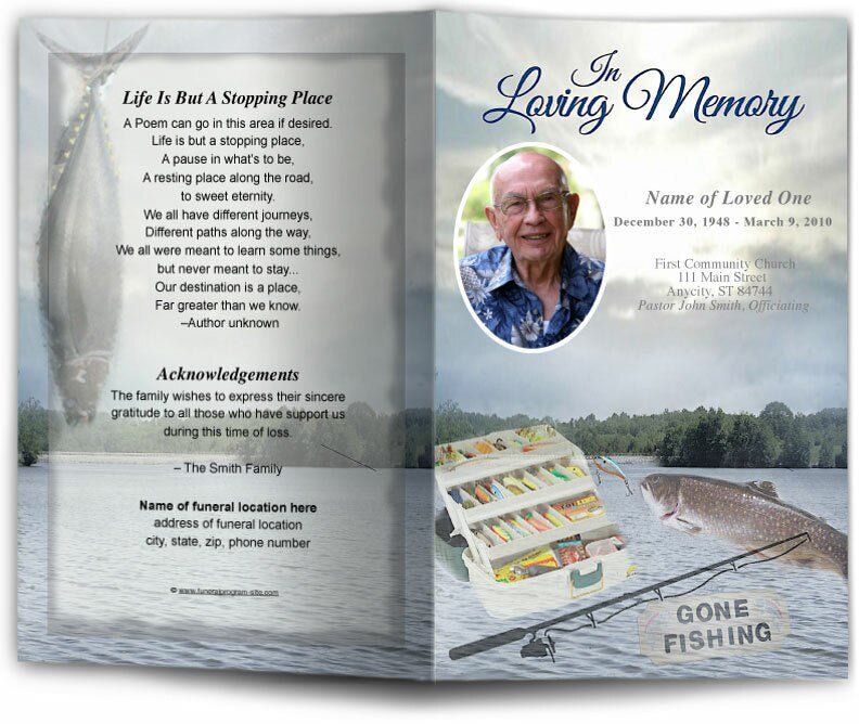 Angler Funeral Program Template - The Funeral Program Site