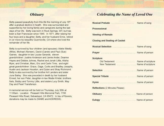 Ashanti Funeral Program Template - The Funeral Program Site