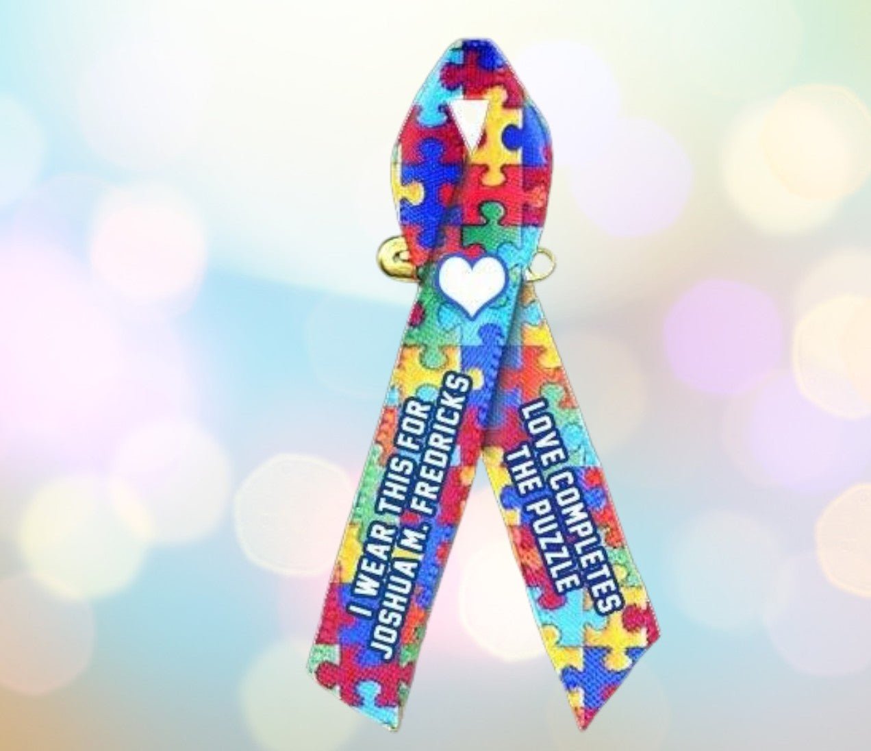 Autism Awareness Ribbons Personalized (Puzzle) - Pack of 10 - Celebrate Prints