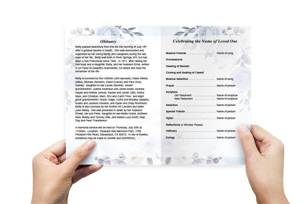 Azure Funeral Program Template - The Funeral Program Site