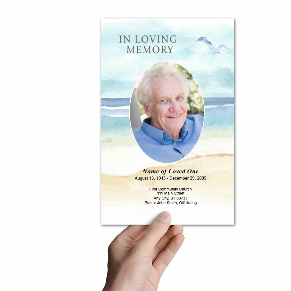 Beach Watercolor Funeral Program Template - The Funeral Program Site