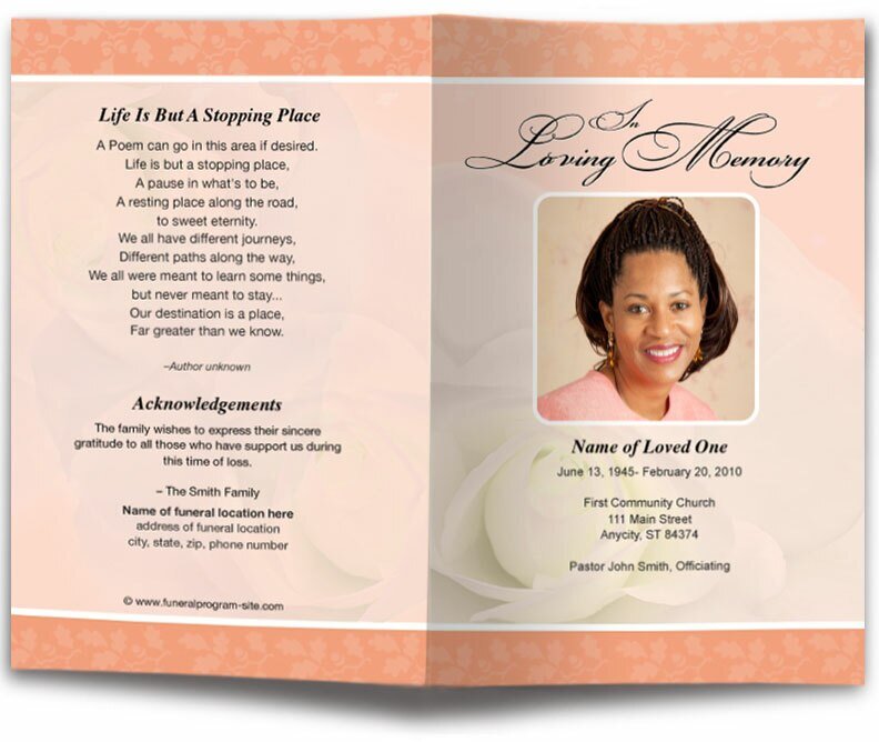 Bella Funeral Program Template - The Funeral Program Site