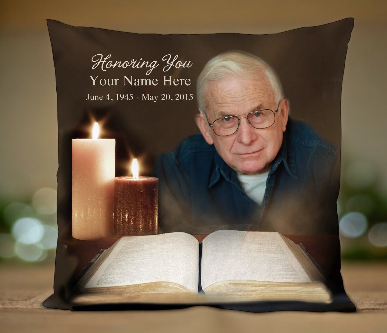 Bible In Loving Memory Toss Pillow - Celebrate Prints