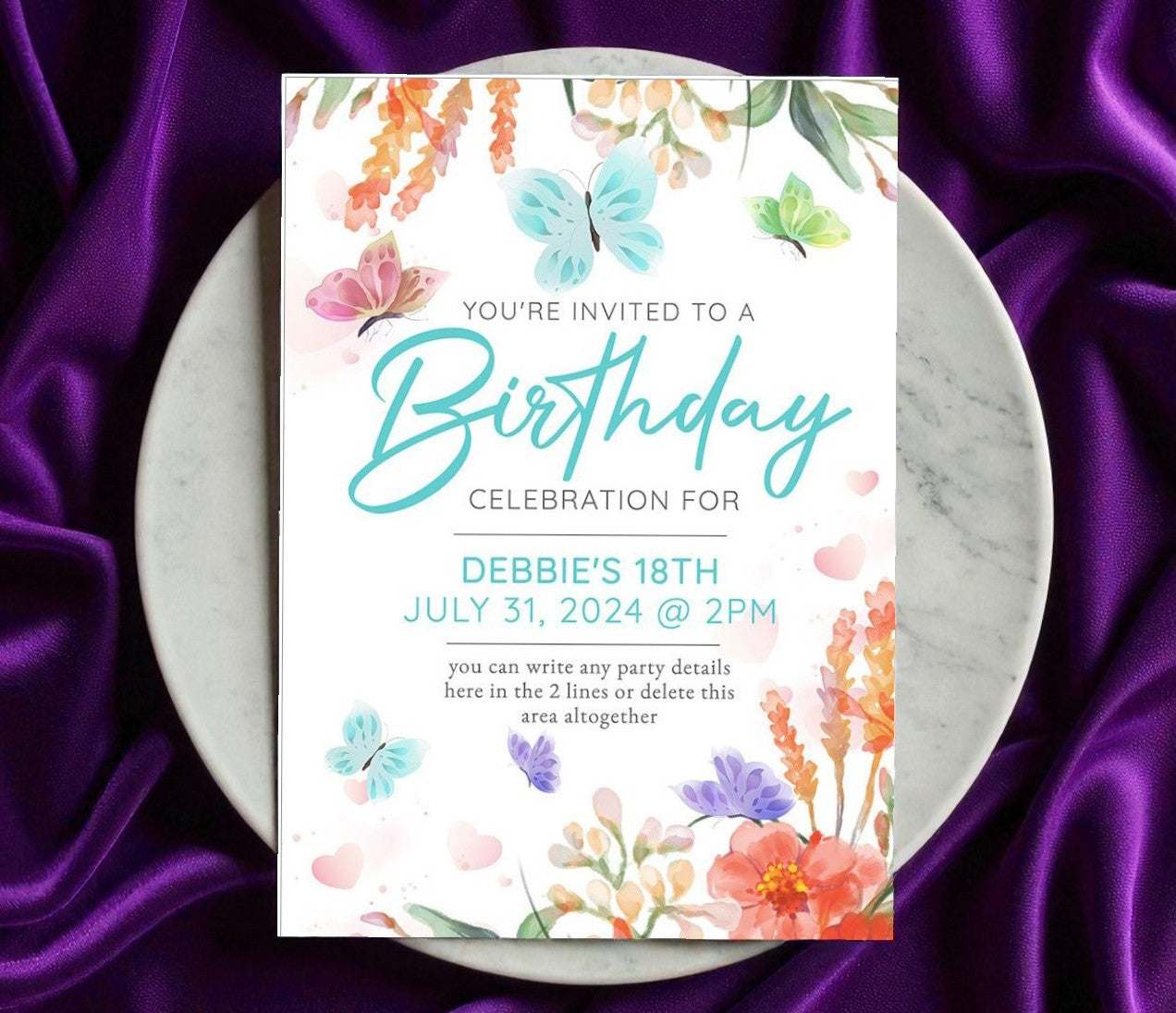 Butterflies Birthday Invitation Template