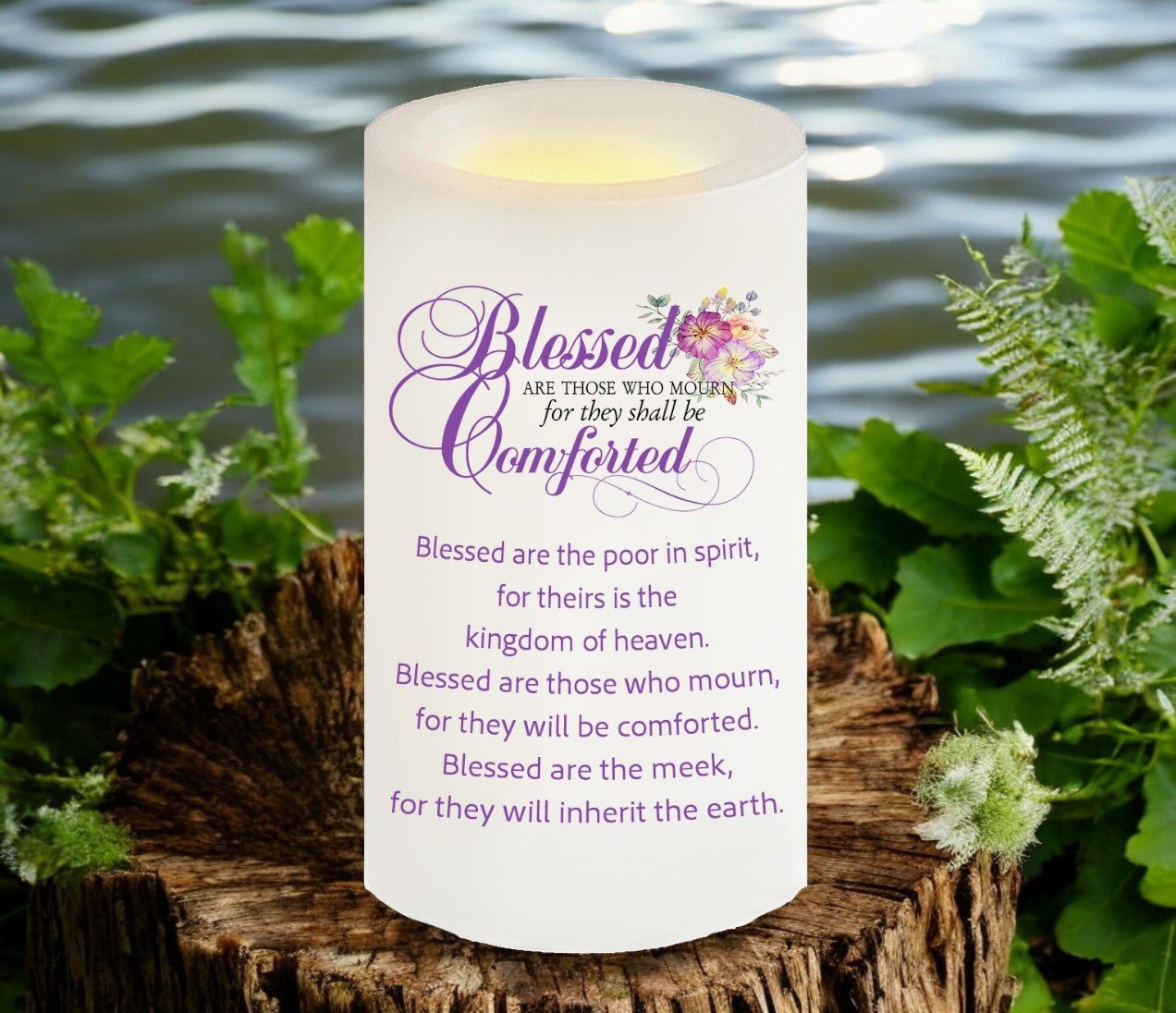 Blessed Mourn Bible Verse Candle - Celebrate Prints