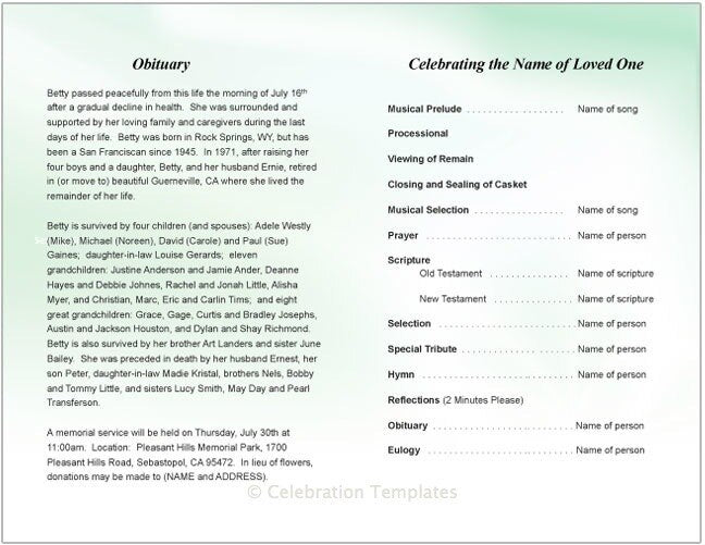Blossom Funeral Program Template - The Funeral Program Site