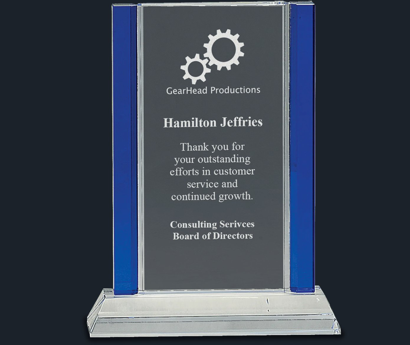 Blue 2 - Edge Crystal on Clear Base - Celebrate Prints