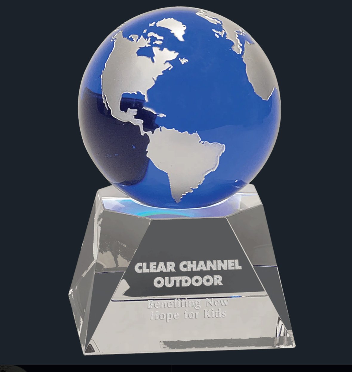 Blue Crystal Globe on Clear Crystal Base - Celebrate Prints