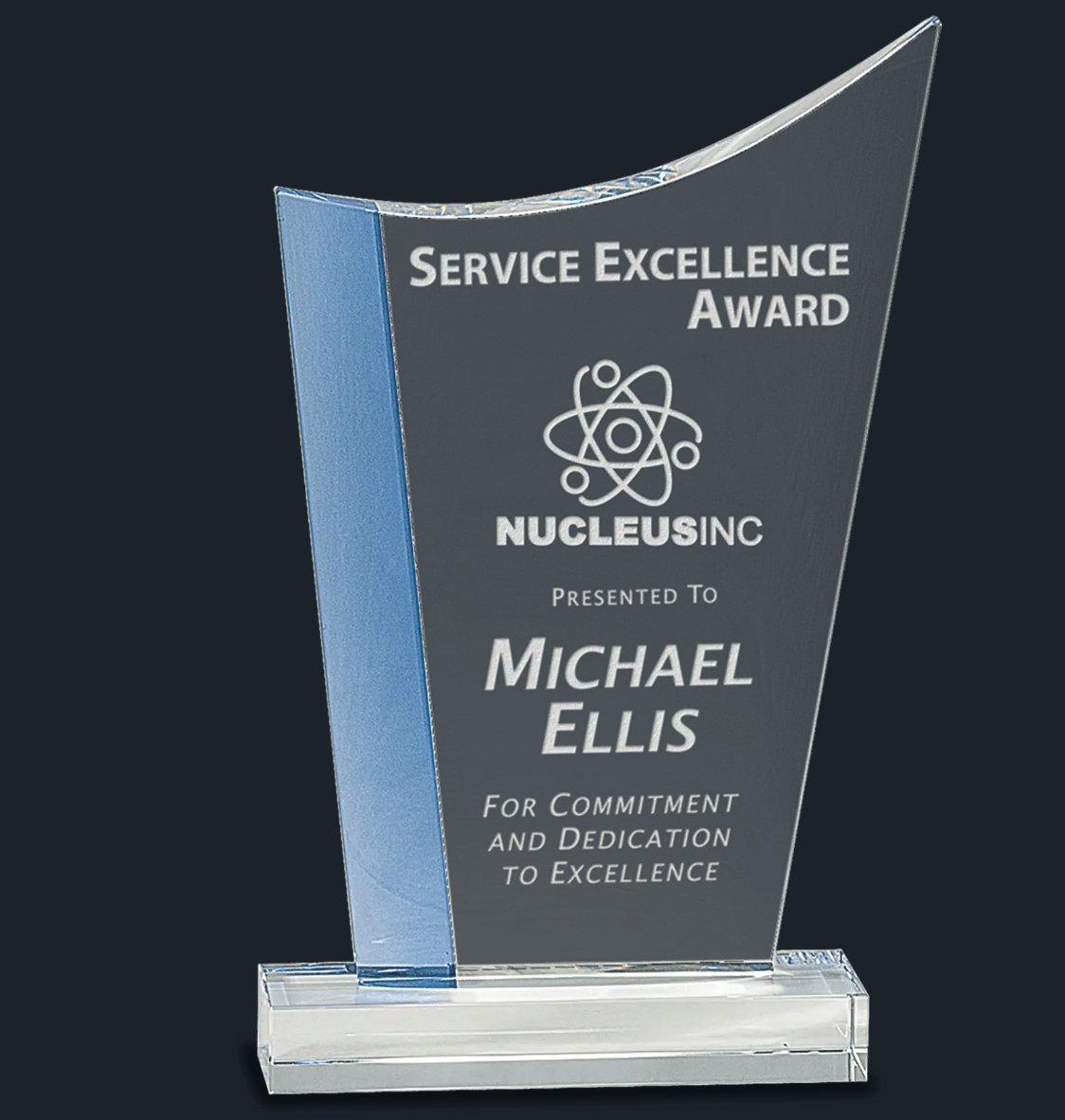 Blue Edge Crystal Crest on Clear Base - Celebrate Prints