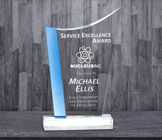 Blue Edge Crystal Crest on Clear Base - Celebrate Prints