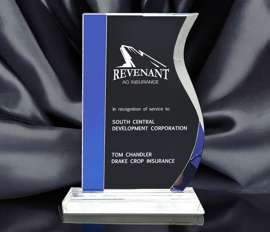 Blue Edge Crystal Wave on Clear Base - Celebrate Prints