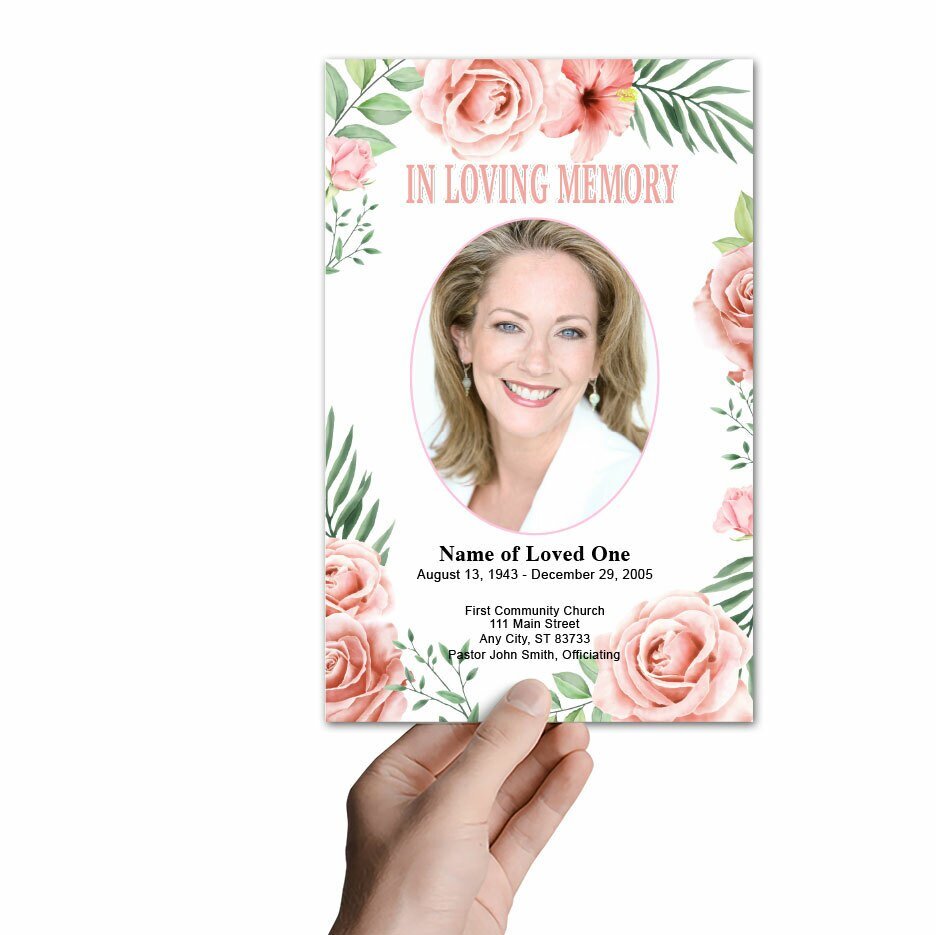 Blush Watercolor Funeral Program Template - The Funeral Program Site