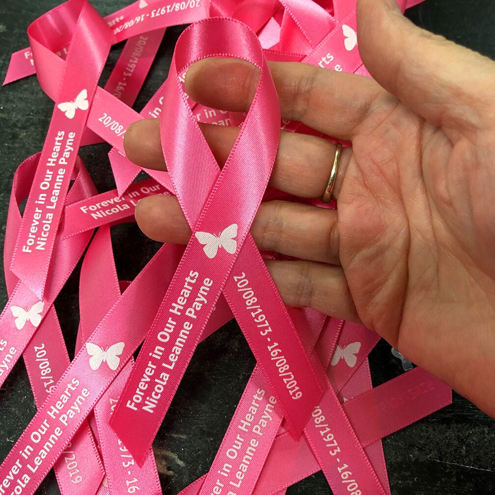 Breast Cancer Ribbon (Personalized Pink) Pack of 10 - Celebrate Prints