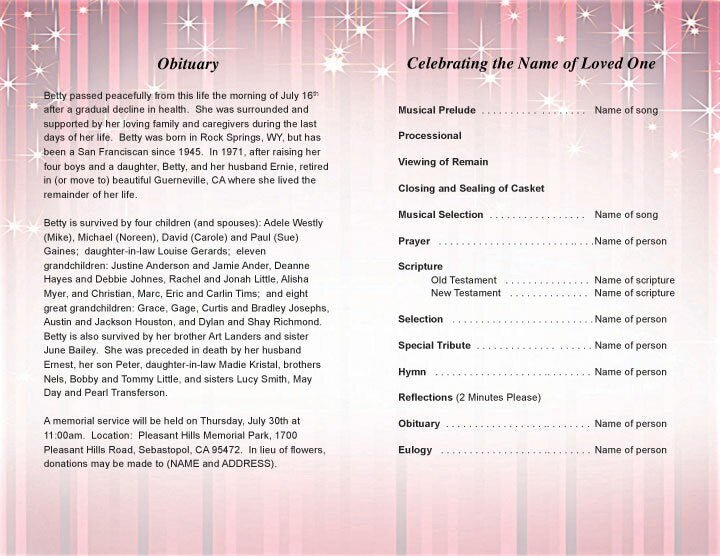 Brilliance Funeral Program Template - The Funeral Program Site