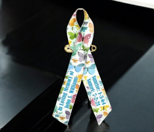 Butterflies Awareness Ribbon Memorial Personalized - Pack of 10 - Celebrate Prints