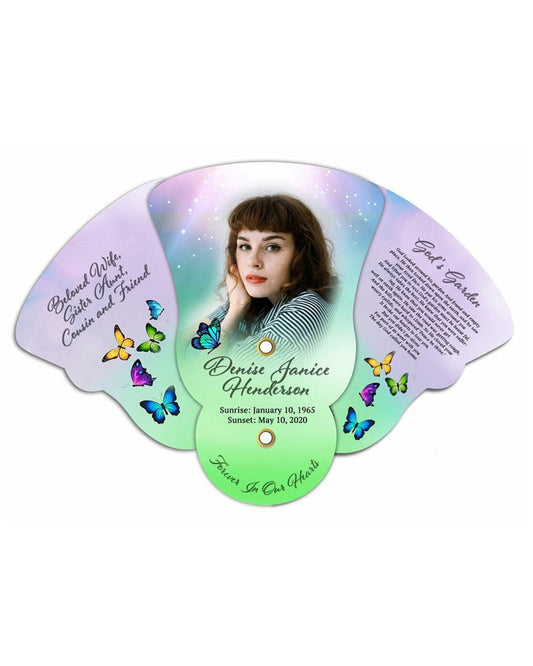 Butterflies Memorial Custom Folding Hand Held Fan (Pack of 10) - Celebrate Prints