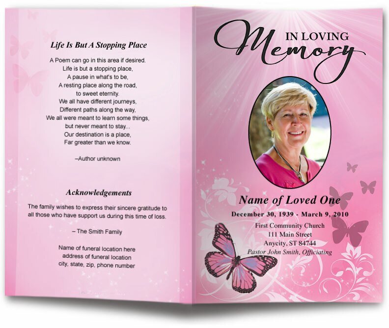 Butterfly Funeral Program Template - The Funeral Program Site
