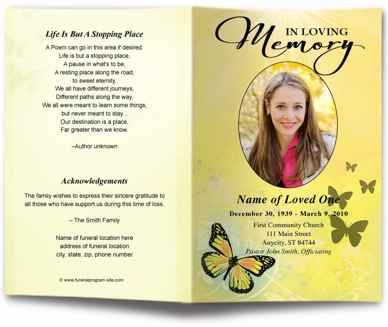 Butterfly Funeral Program Template - The Funeral Program Site