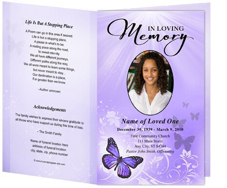 Butterfly Funeral Program Template - The Funeral Program Site
