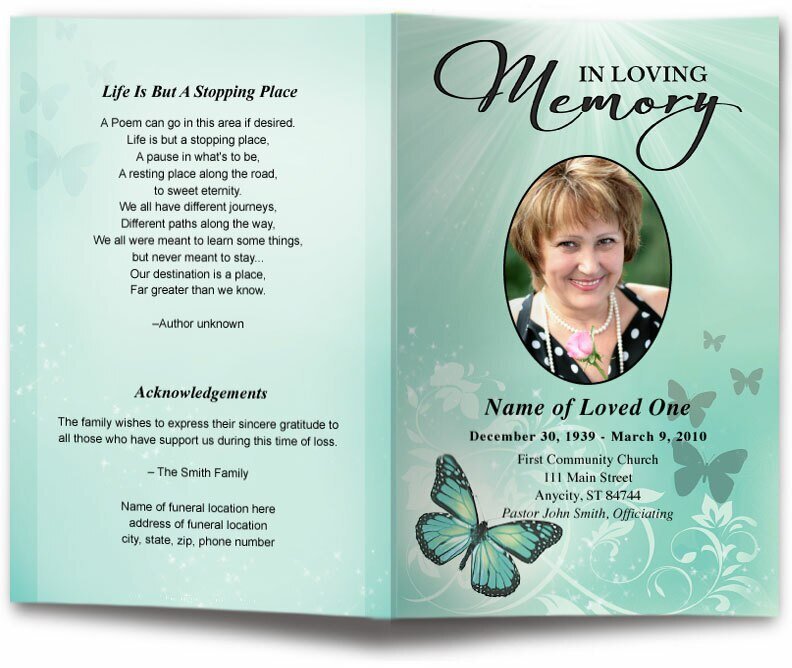 Butterfly Funeral Program Template - The Funeral Program Site