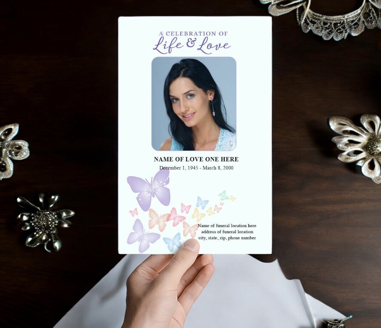 Butterfly Fusion Watercolor Funeral Program Template - The Funeral Program Site
