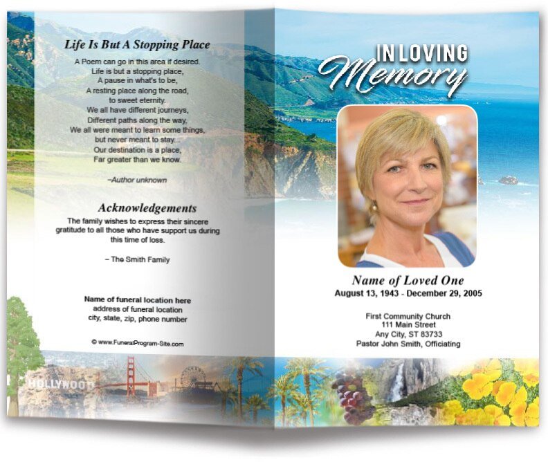 California Funeral Program Template - The Funeral Program Site
