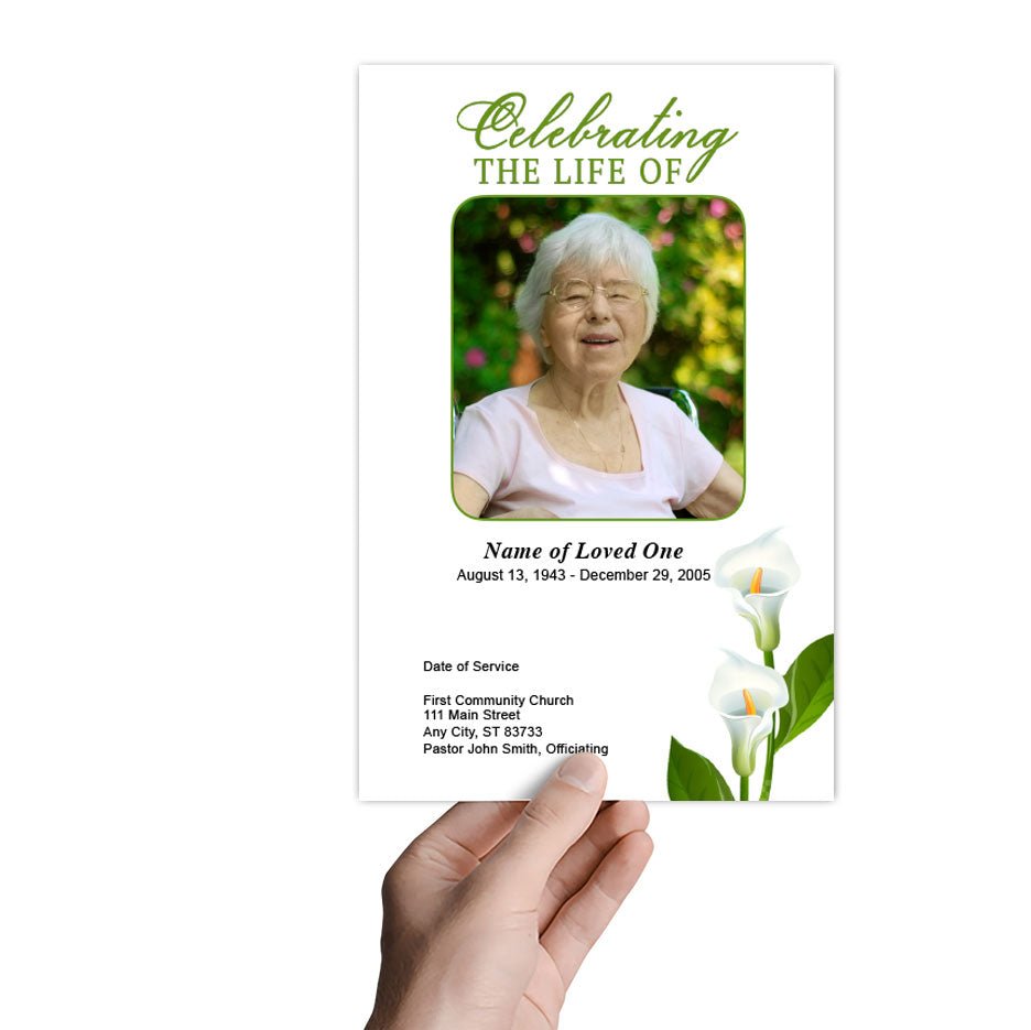 Calle Lily Funeral Program Template - The Funeral Program Site