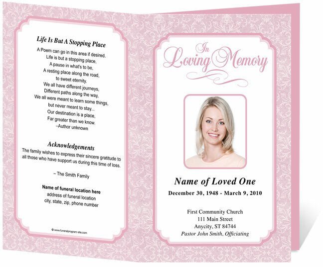 Cambria Funeral Program Template - The Funeral Program Site