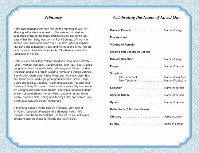 Cambria Funeral Program Template - The Funeral Program Site