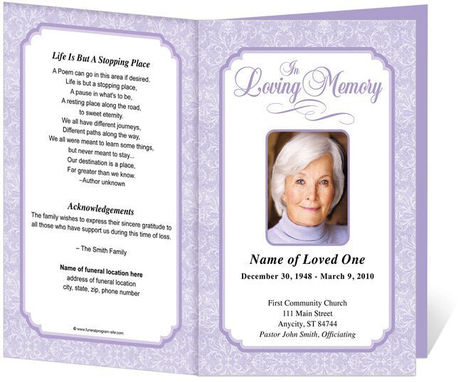 Cambria Funeral Program Template - The Funeral Program Site