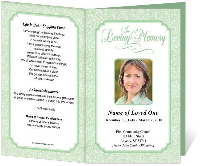 Cambria Funeral Program Template - The Funeral Program Site
